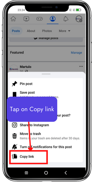 Tap on Copy link